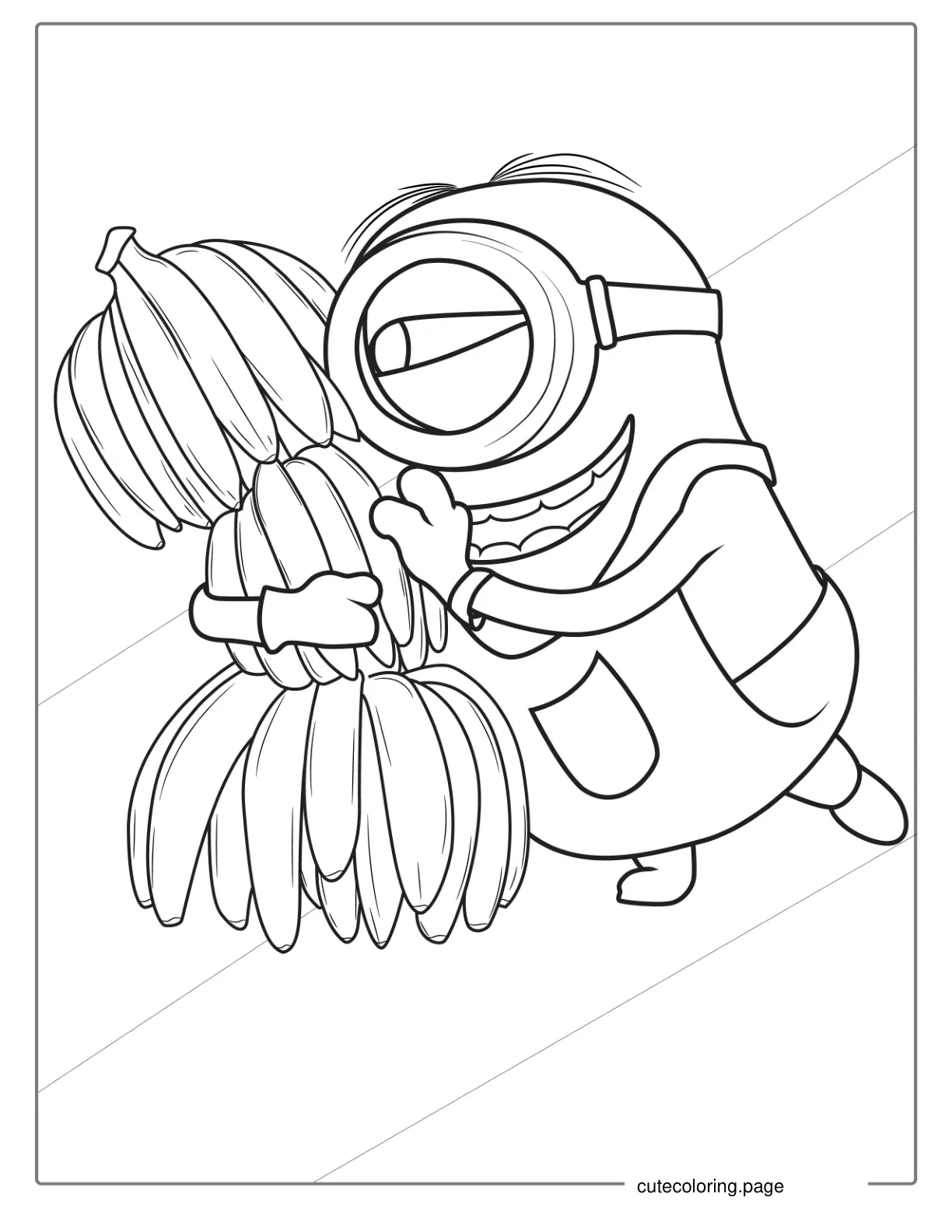 Minion Holding Bananas Coloring For Kids coloring page