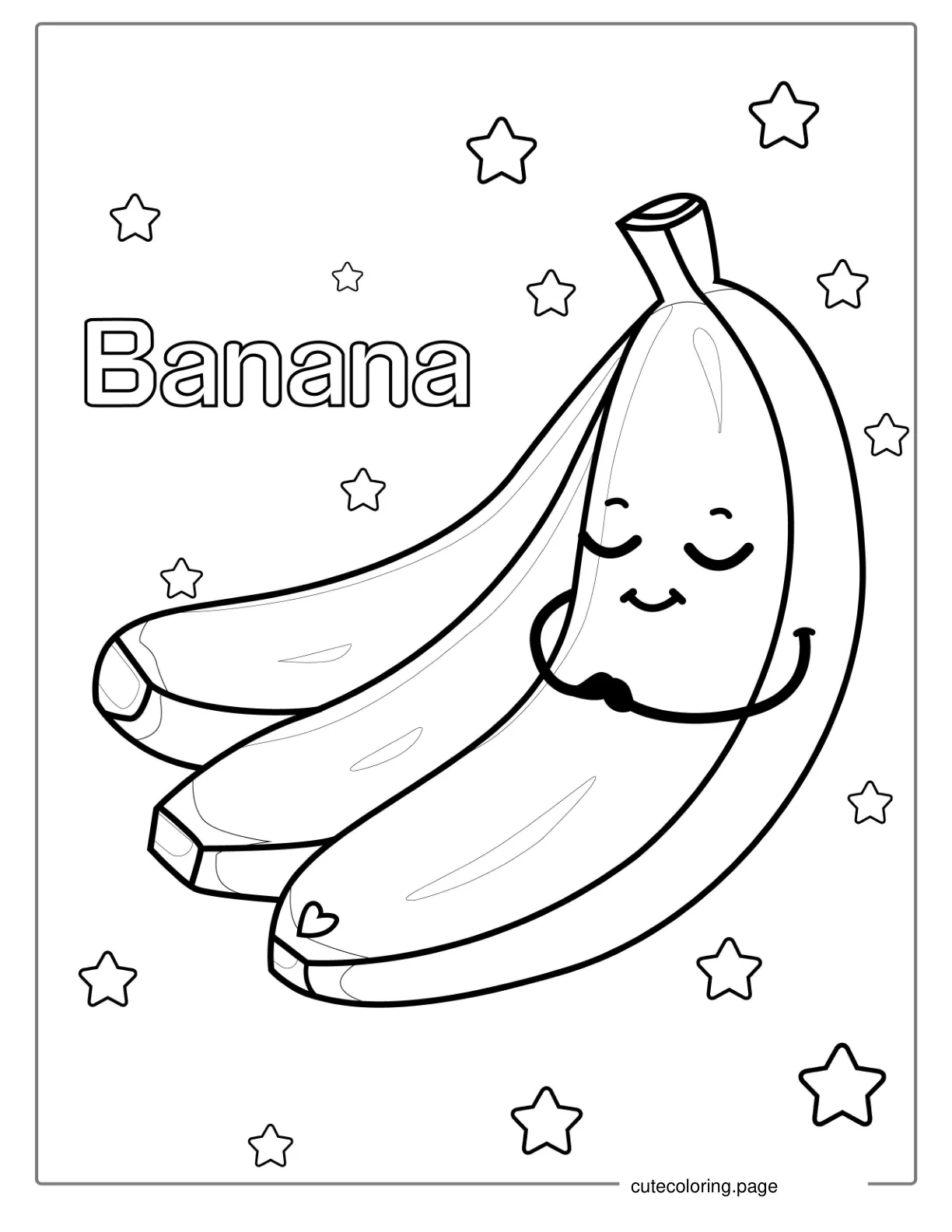 Smiling Banana Coloring For Preschoolers coloring page