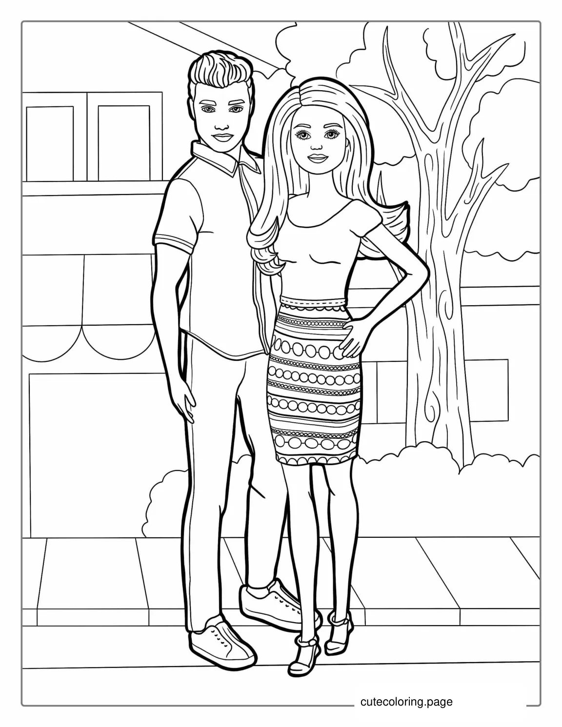 Barbie And Ken Coloring Page For Kids coloring page