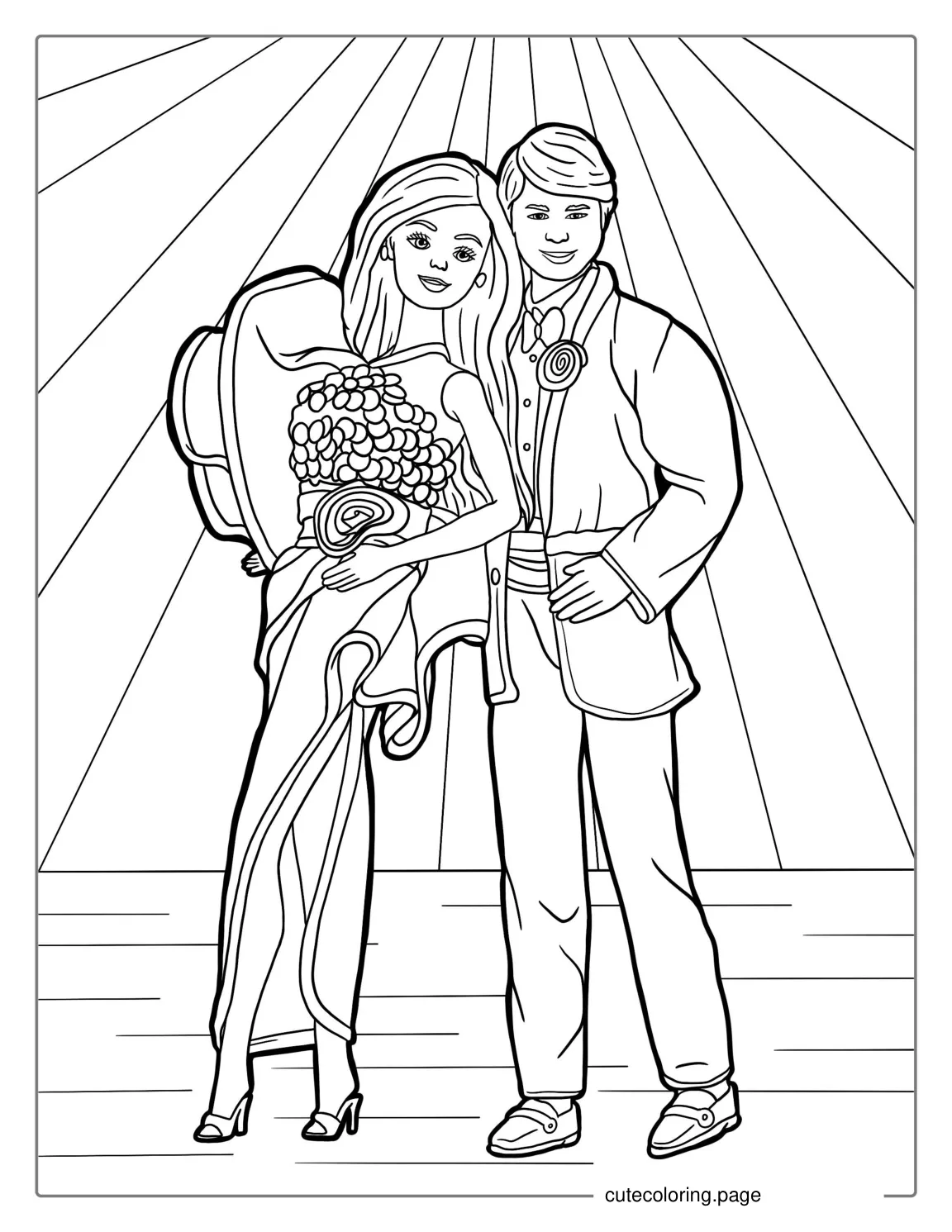 Barbie And Ken Dancing Coloring Sheet coloring page