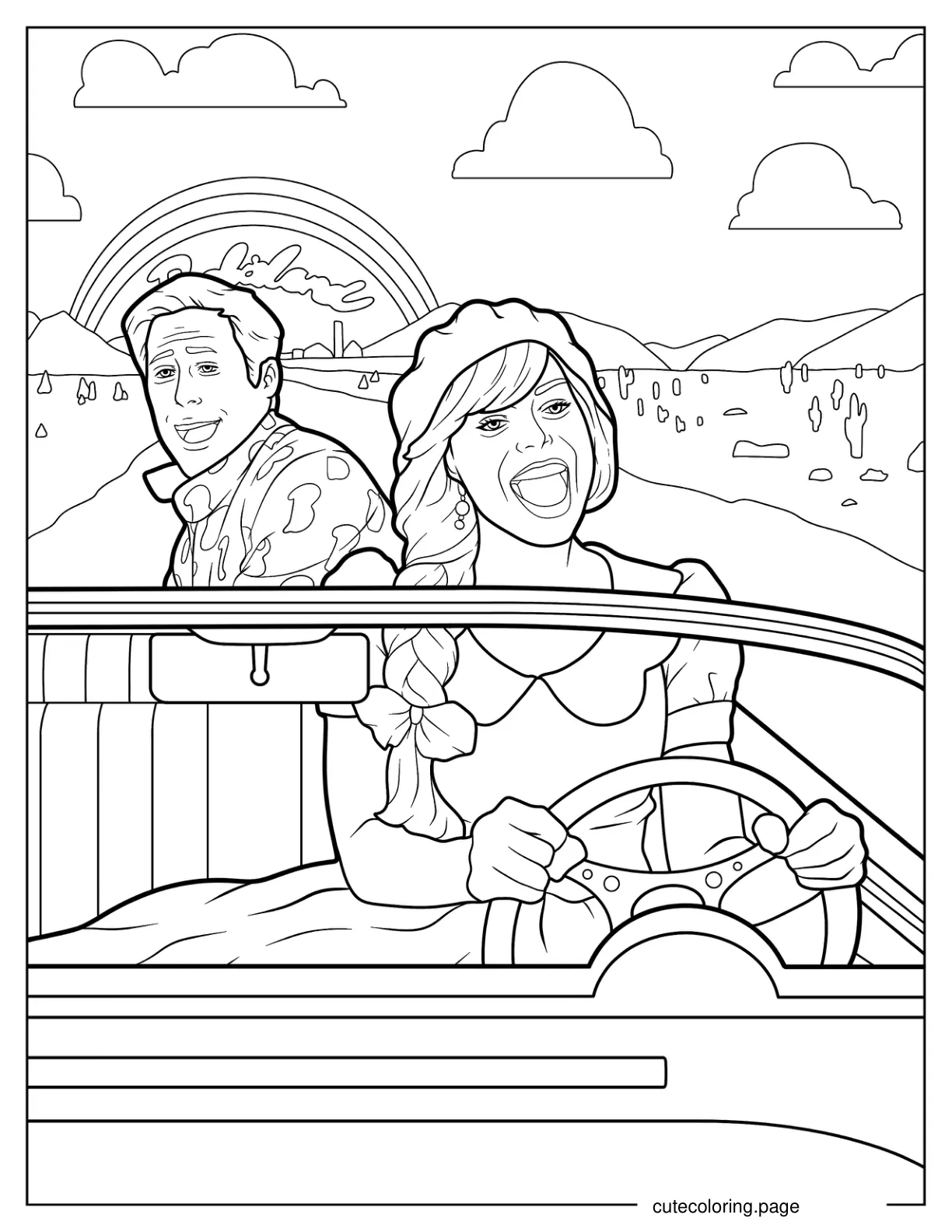 Barbie And Ken From Barbie Movie To Color coloring page