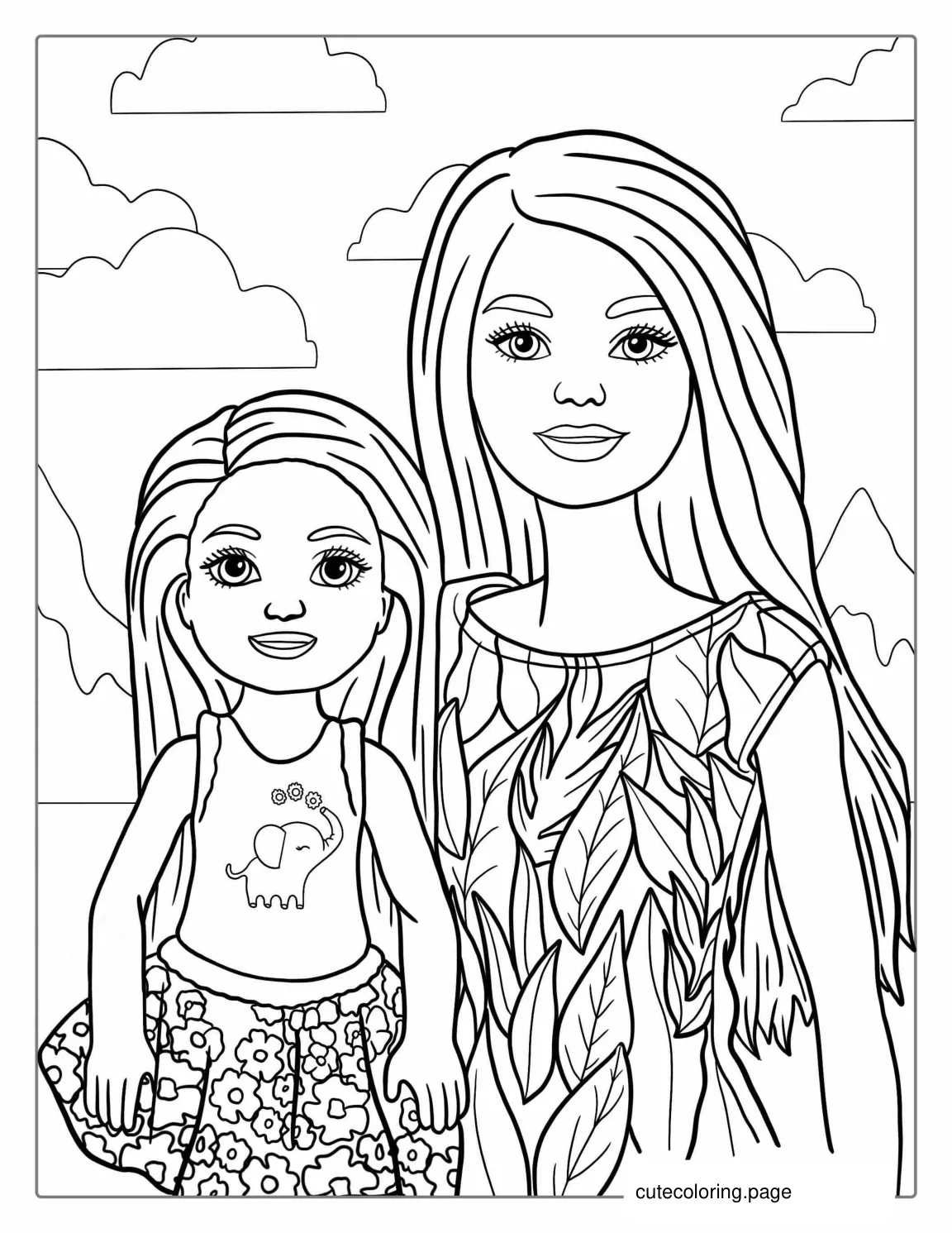 Barbie And Sister Kelly Coloring Page coloring page