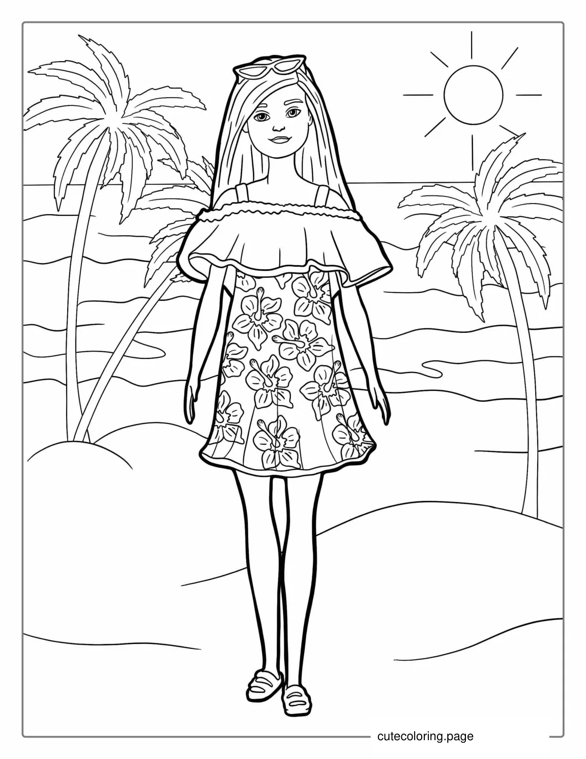 Barbie At The Beach coloring page