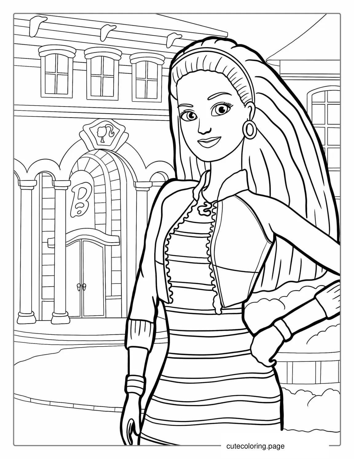 Barbie At The Dream House Mansion coloring page