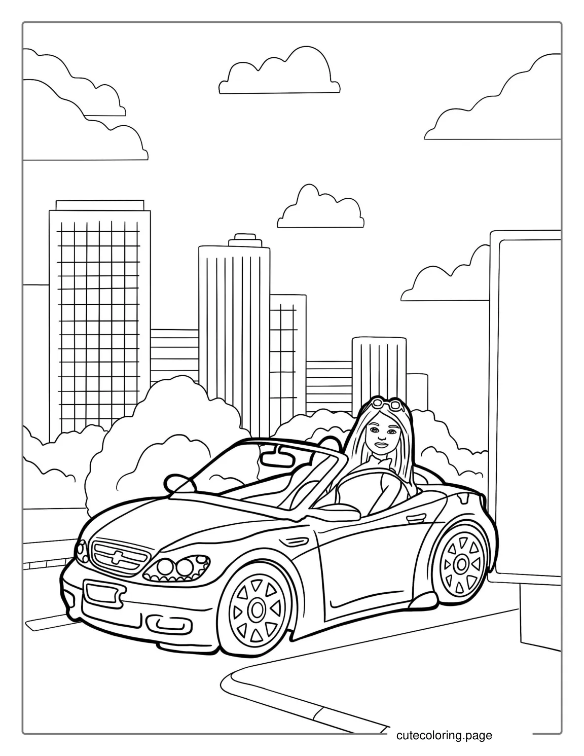 Barbie Car Coloring Sheet coloring page