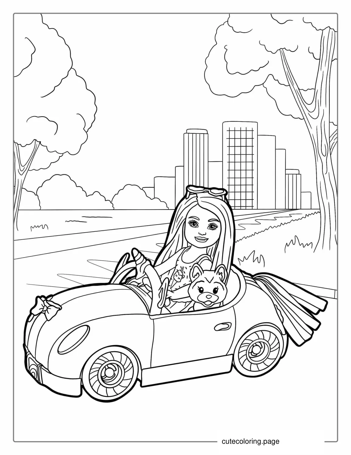 Barbie Car Convertible Coloring Page coloring page