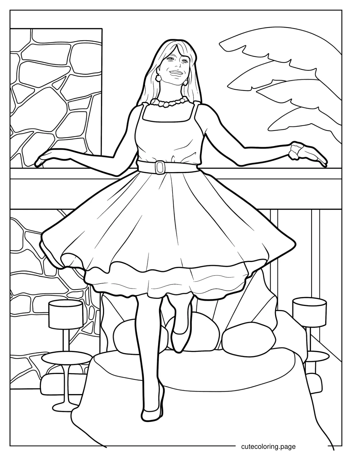 Barbie Floating Down From Dream House To Color coloring page