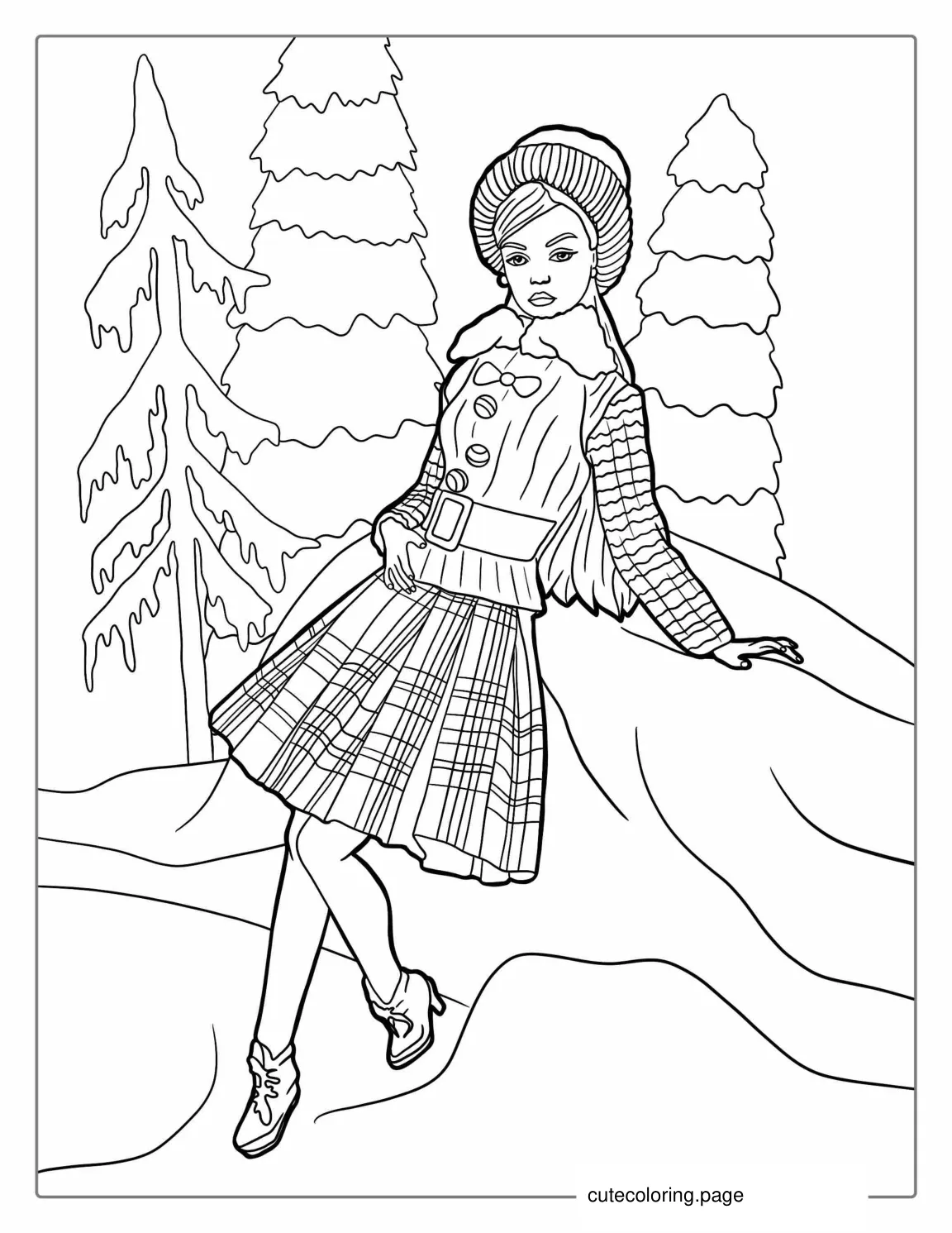 Barbie In The Snow coloring page