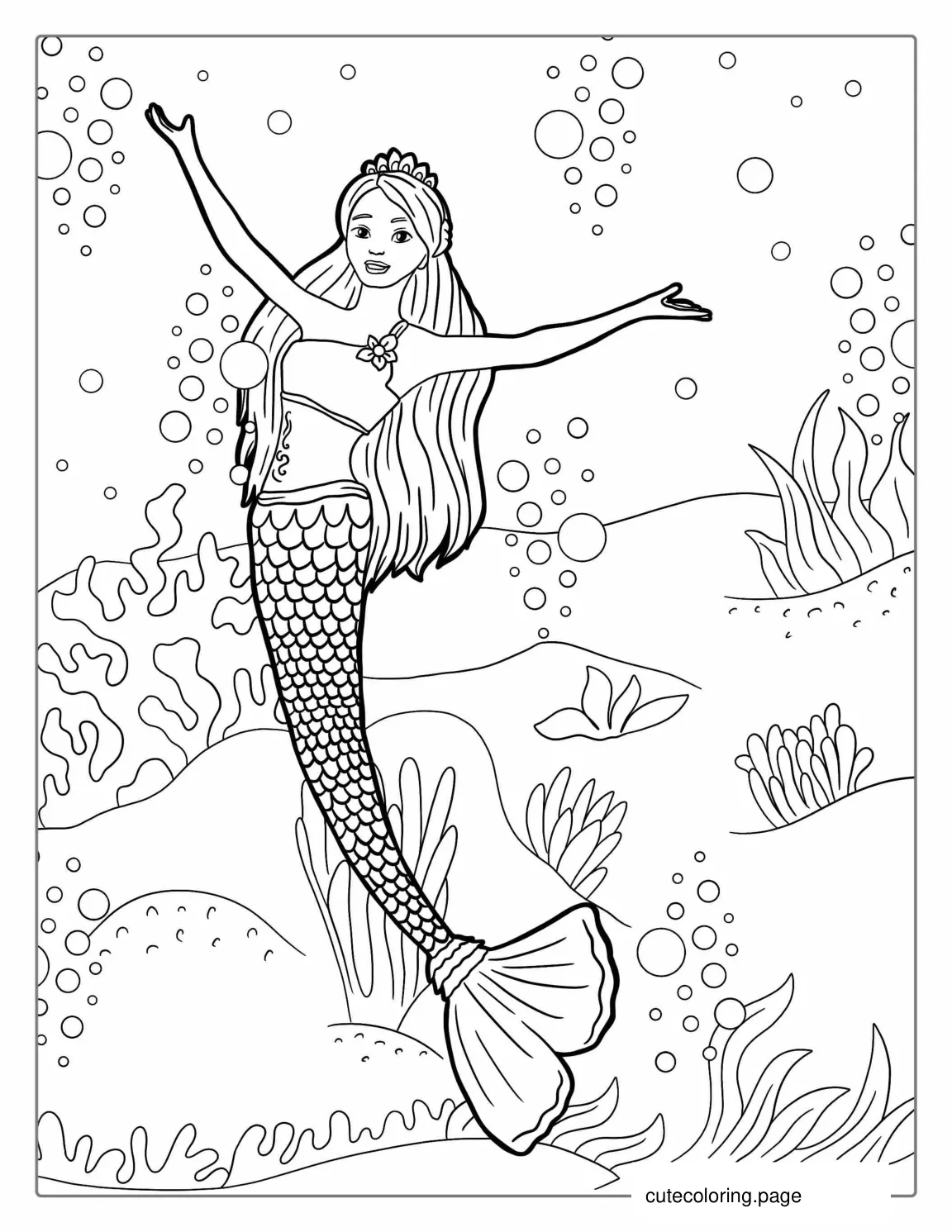 Barbie Mermaid Coloring Sheet For Kids coloring page