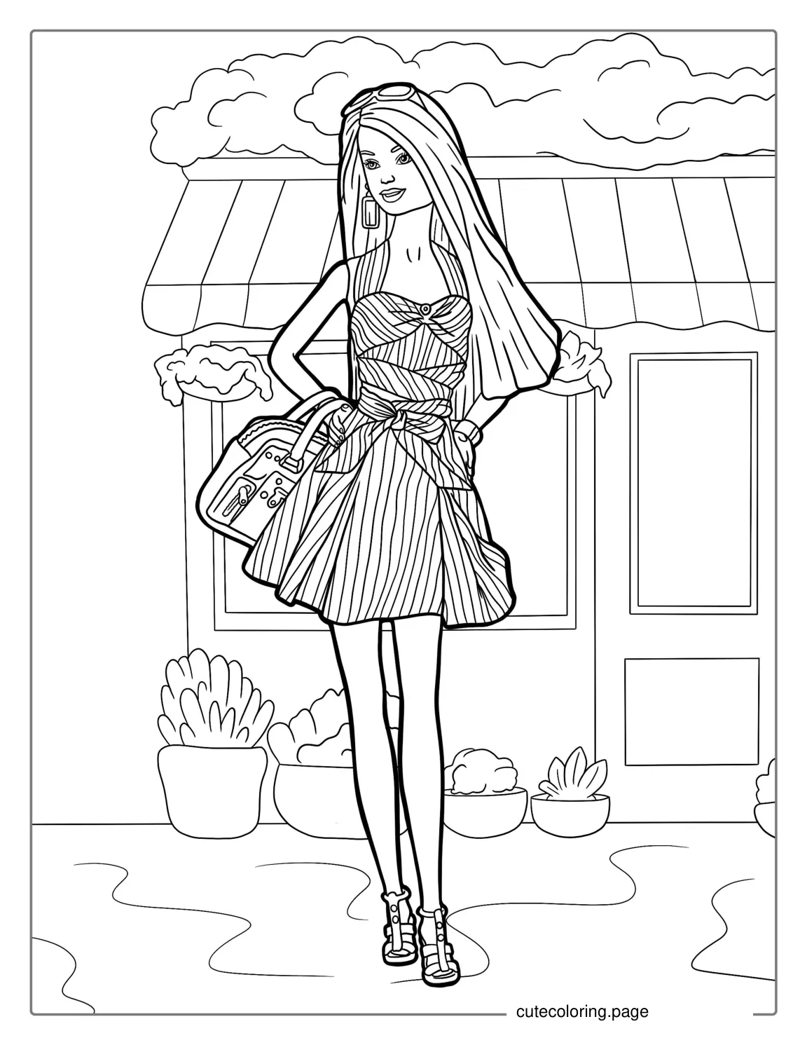 Barbie Out Shopping coloring page