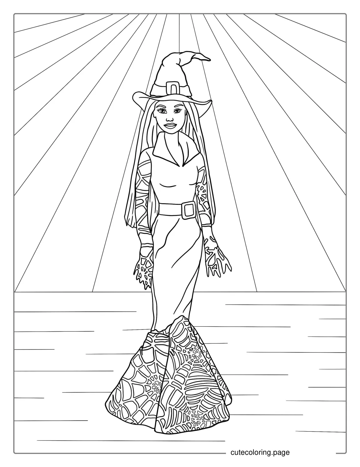 Halloween Themed Witch Barbie coloring page