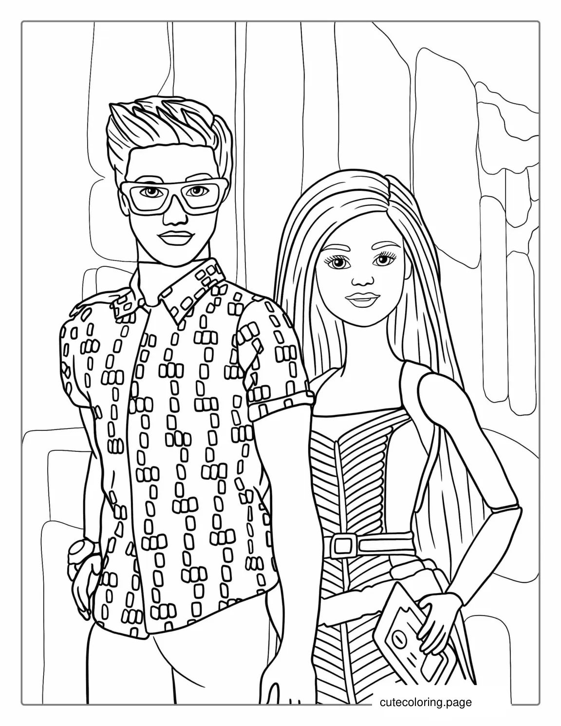 Ken And Barbie At The Beach coloring page