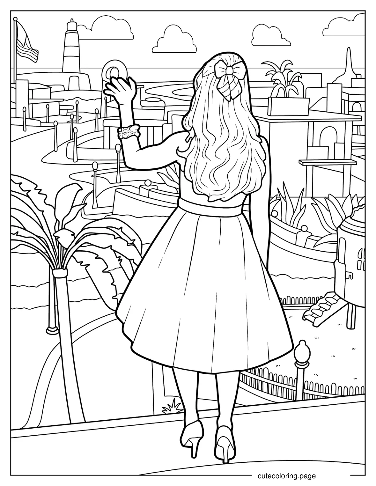 Margot Robbie At The Dream House Barbie Movie Coloring Page coloring page