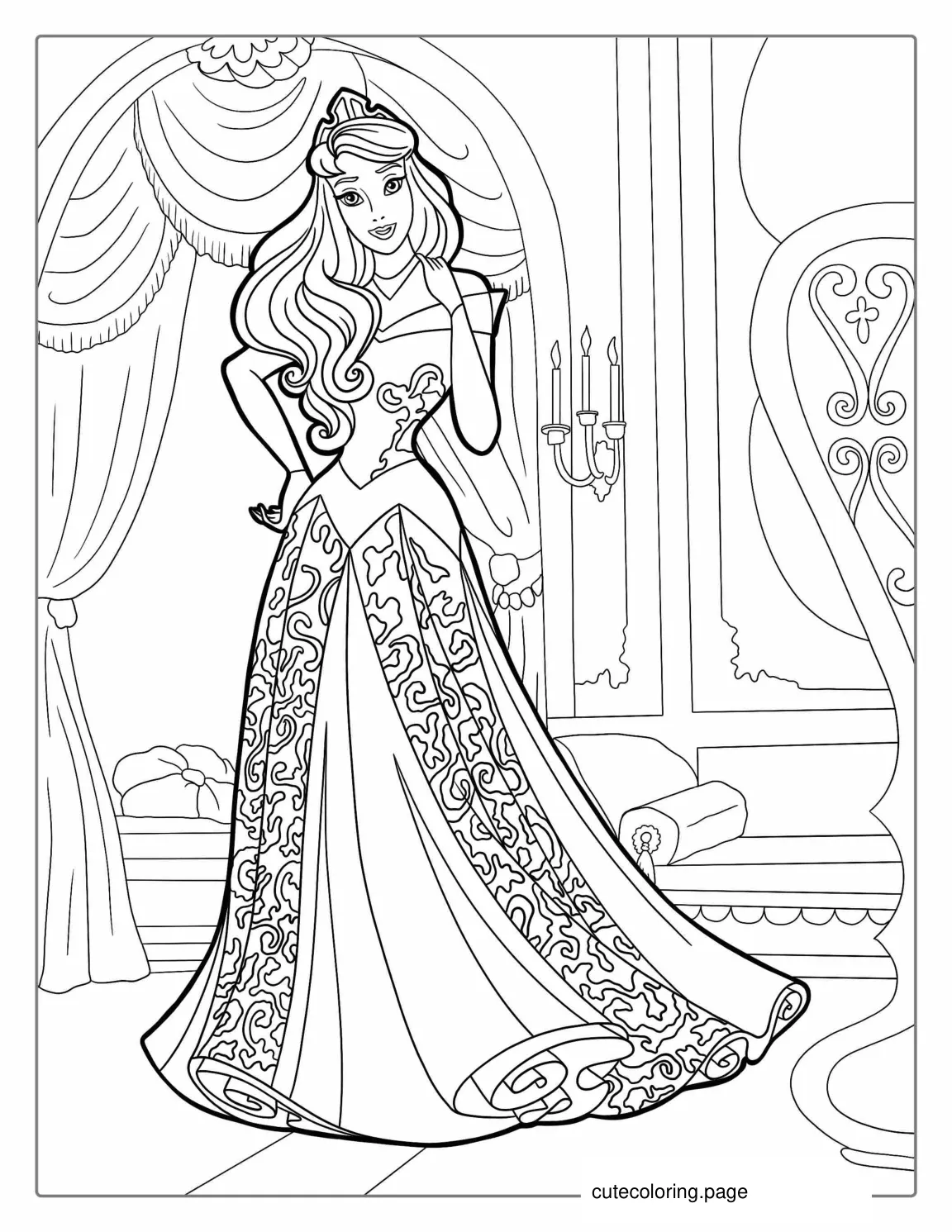 Princess Barbie In Gown Coloring Page coloring page