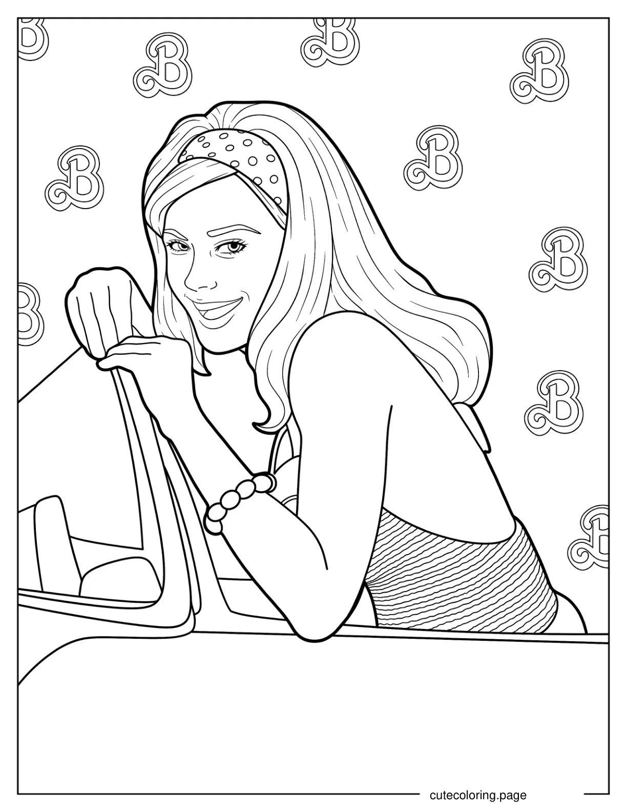 Smiling Margot Robbie From Barbie Movie coloring page