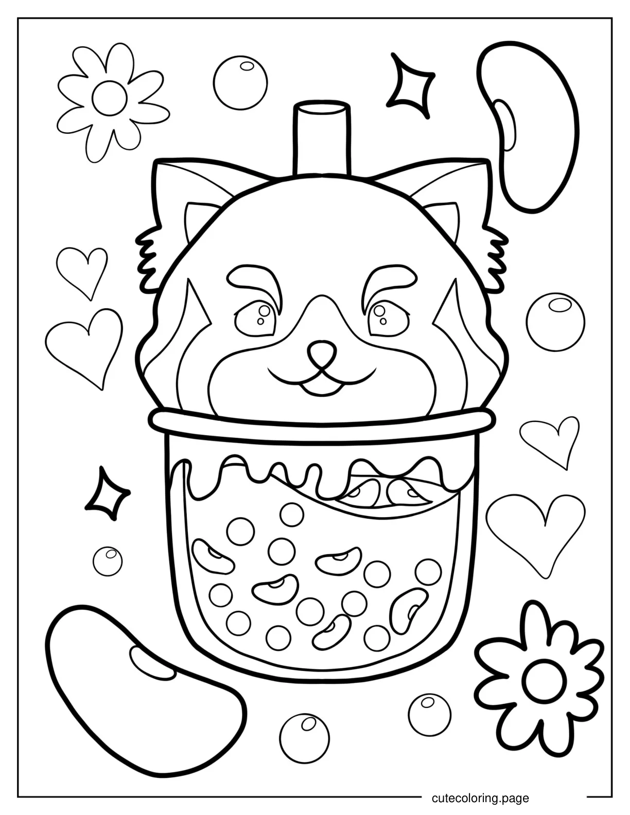 Boba Tea In Dog Cup With Straw Coloring Page coloring page