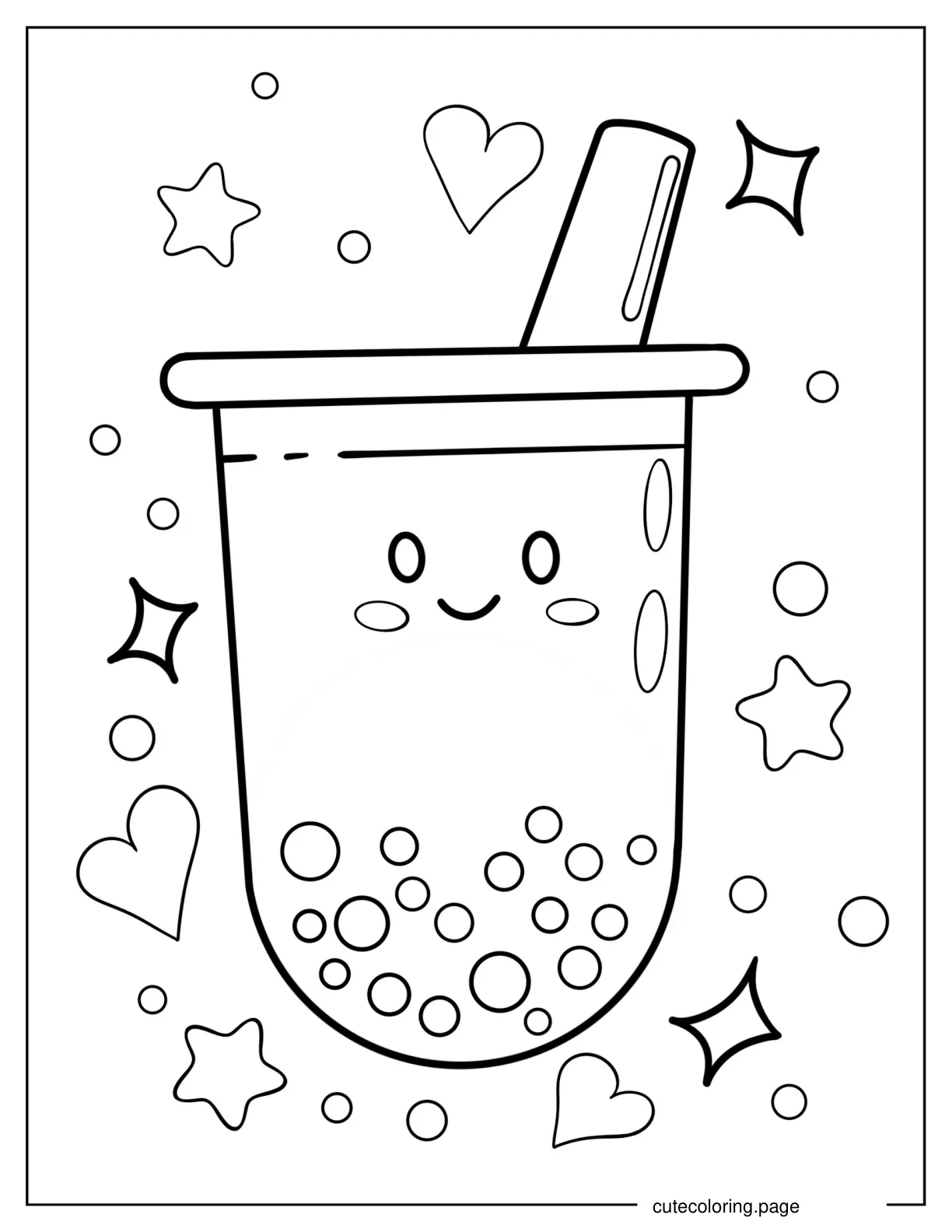 Cartoon Boba Tea Coloring Page coloring page