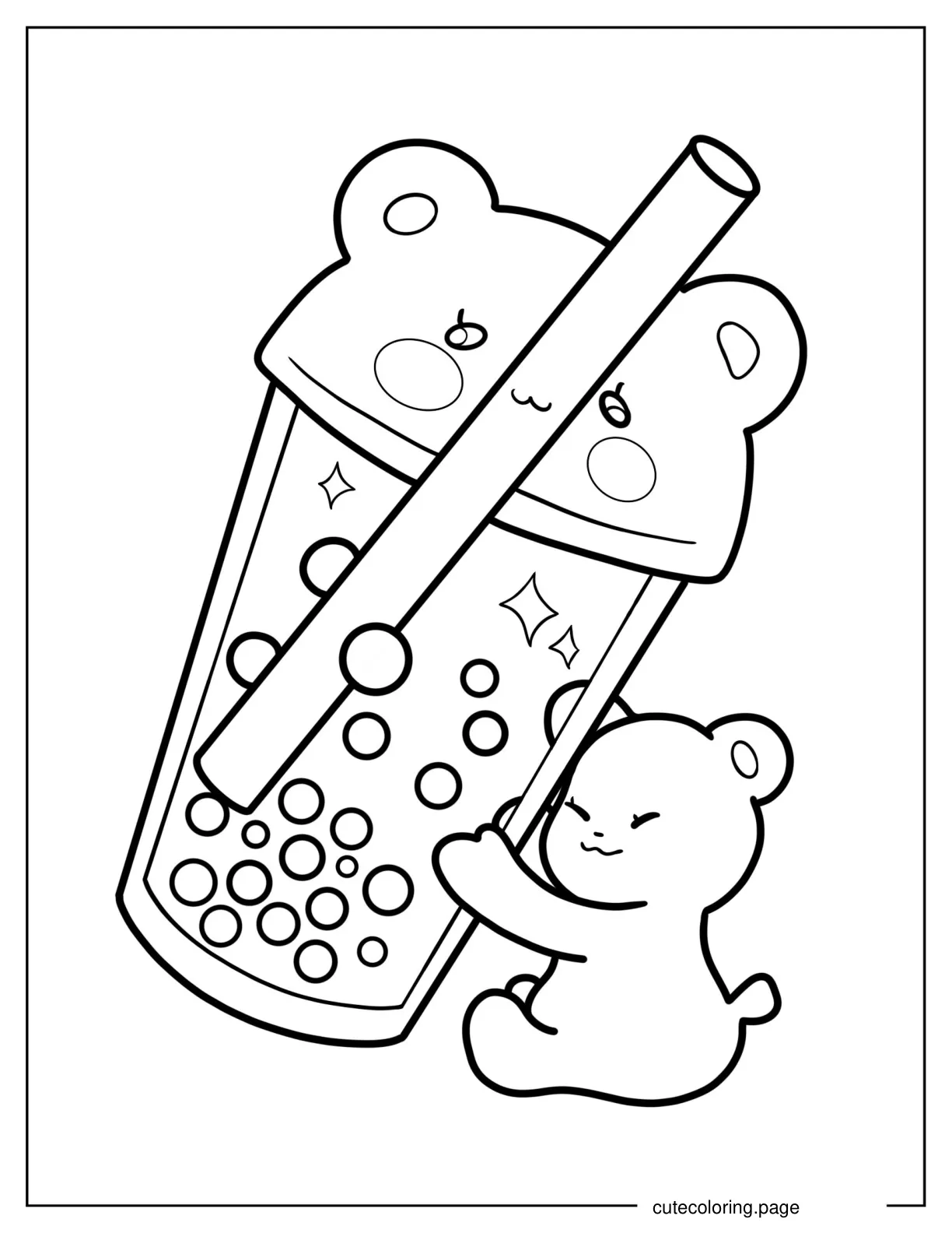 Easy Boba Tea Coloring Sheet For Preschoolers coloring page