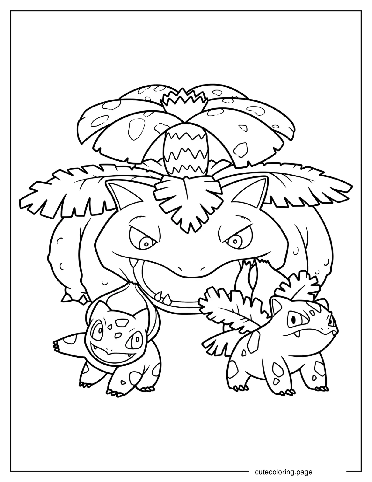 Bulbasaur Ivysaur And Venusaur Evolution Coloring Sheet coloring page