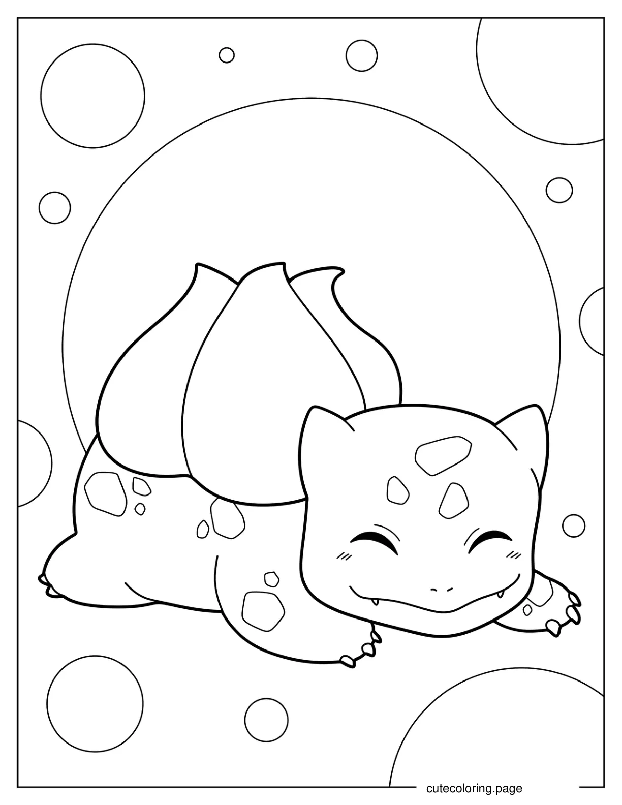 Kawaii Bulbasaur Sleeping Coloring Page coloring page