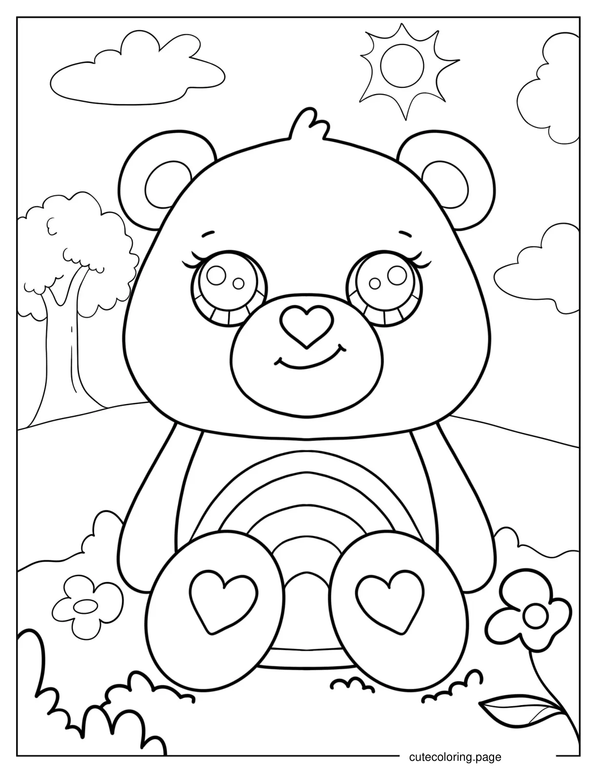 Cartoon Cheer Bear Coloring In For Kids coloring page