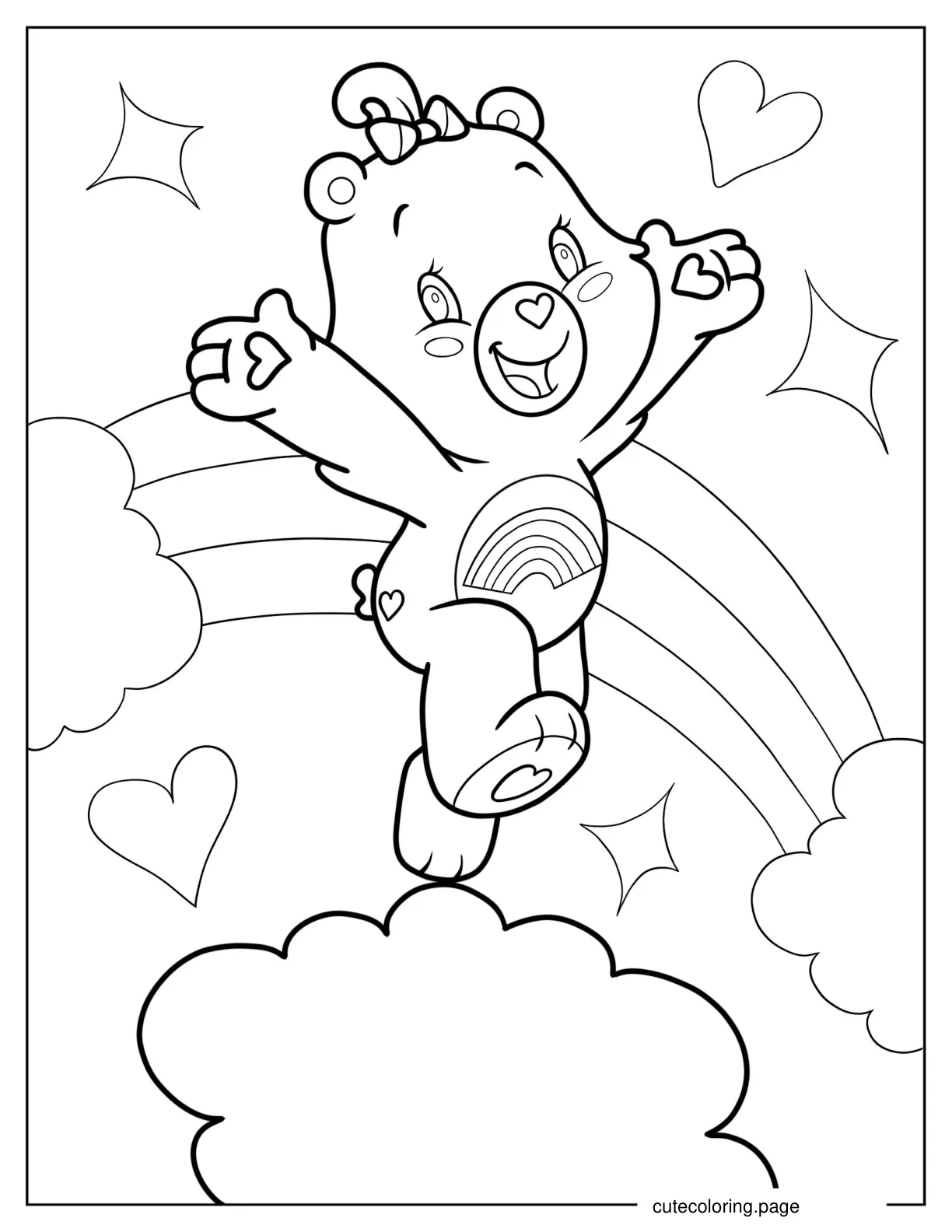 Coloring Page Of Cheer Care Bear Leaping In Joy coloring page