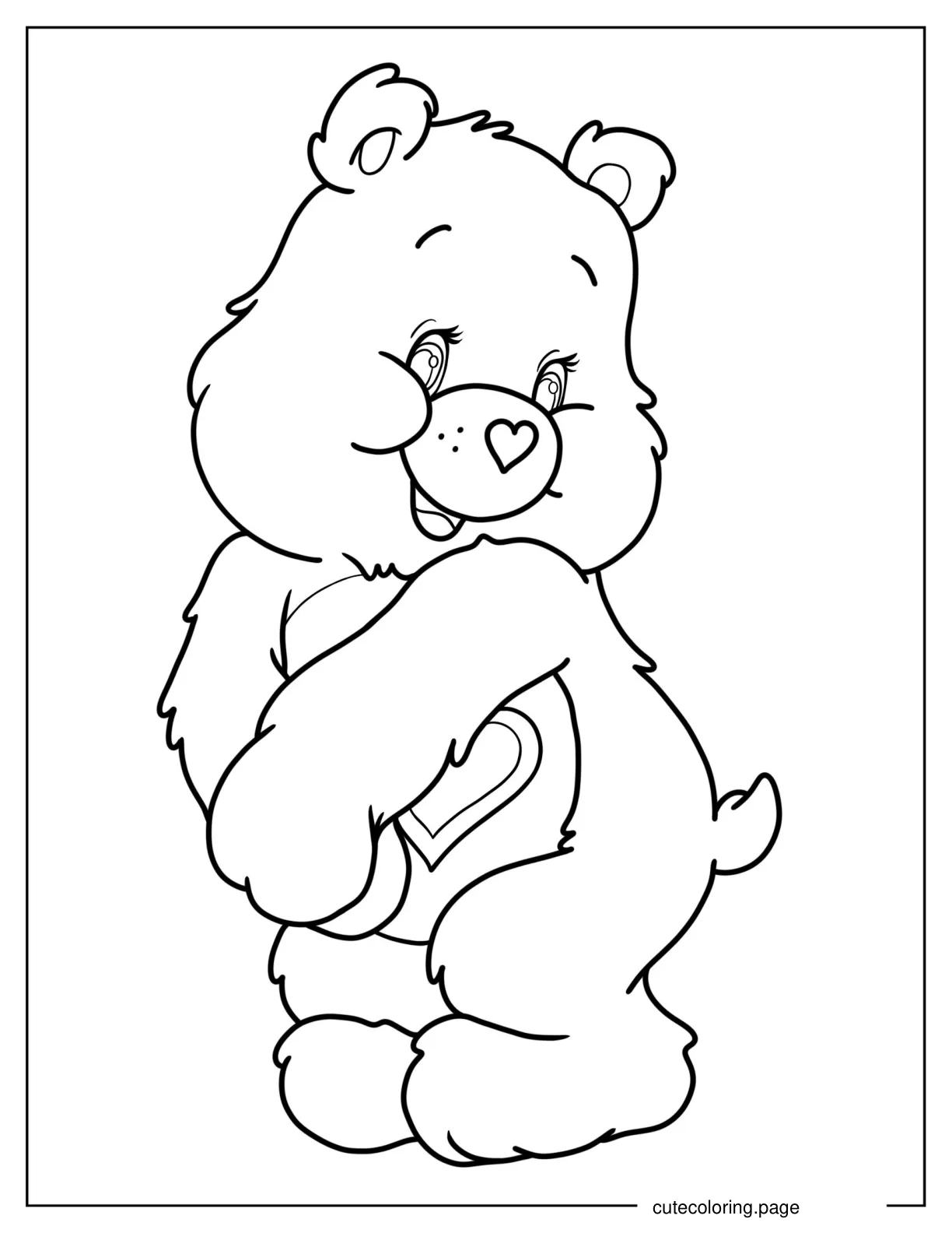 Cute Tenderheart Bear Outline Coloring In For Preschoolers coloring page