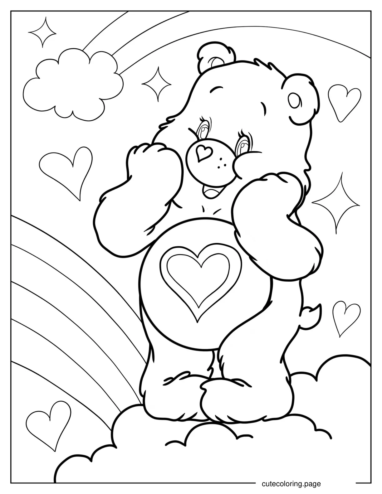 Cute Tenderheart Care Bear Coloring Sheet For Kids coloring page