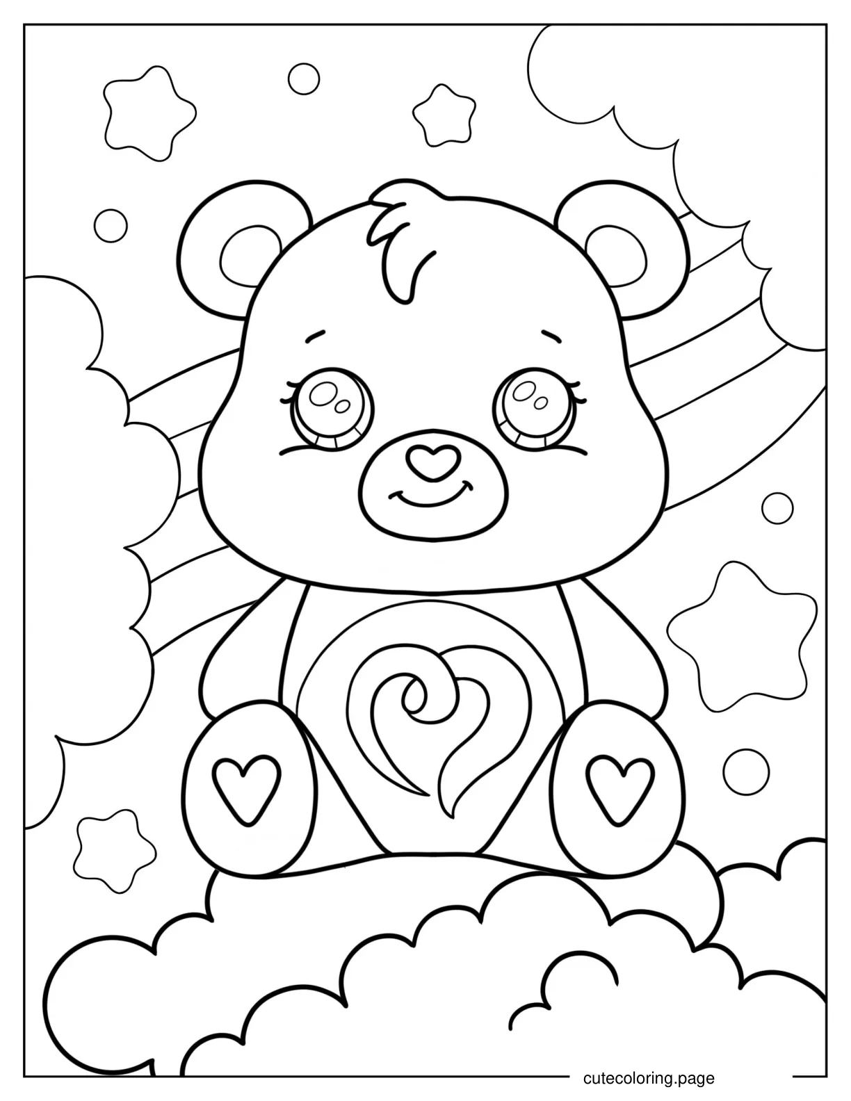 Cute Togetherness Bear Coloring Sheet For Preschoolers coloring page