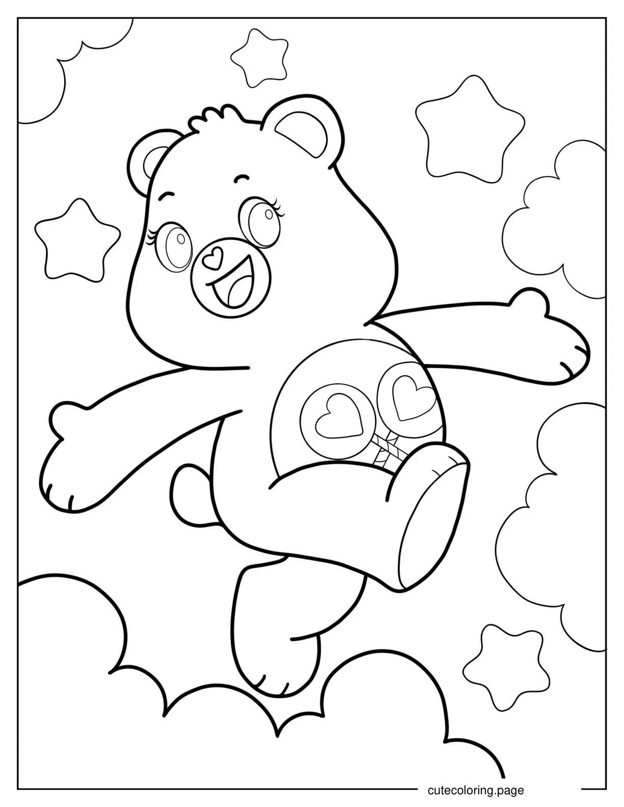 Easy Outline Of Share Bear Skipping coloring page