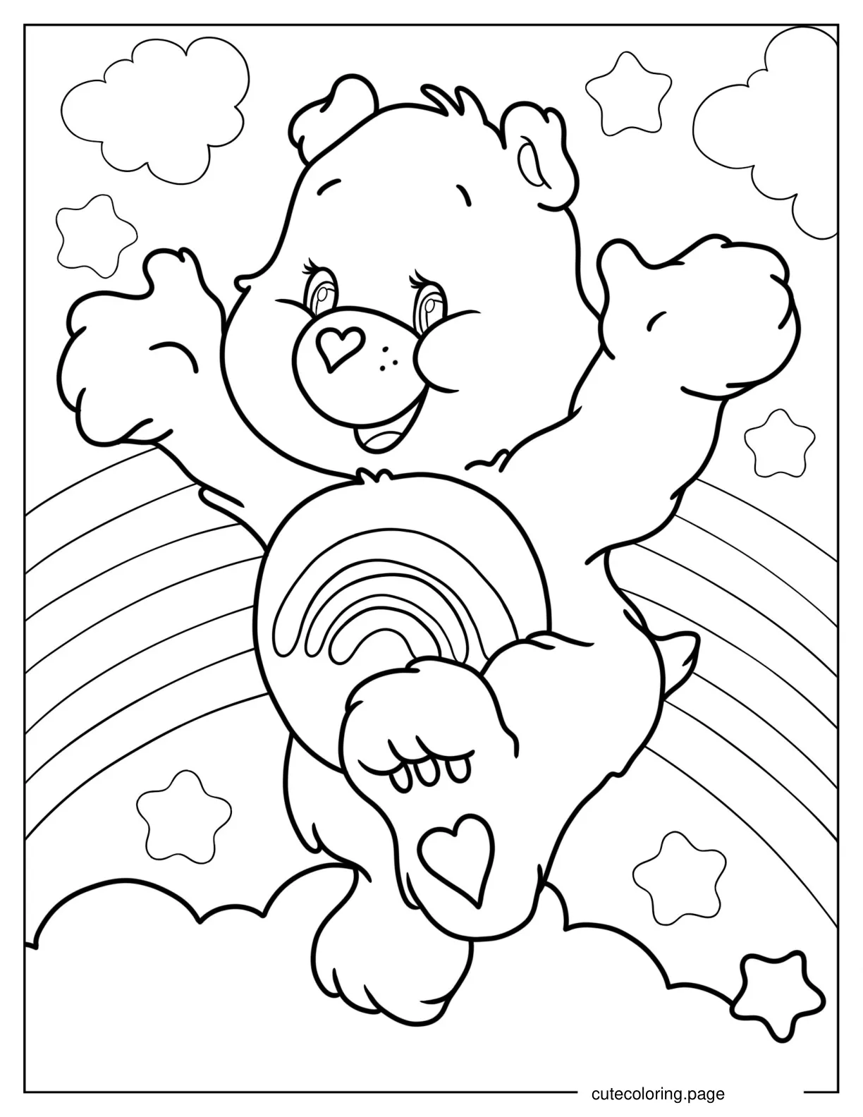 Furry Cheer Bear With Paws Up Coloring In coloring page