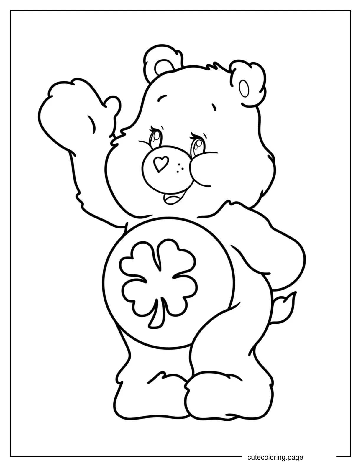 Furry Good Luck Bear Waving Coloring In For Kids coloring page