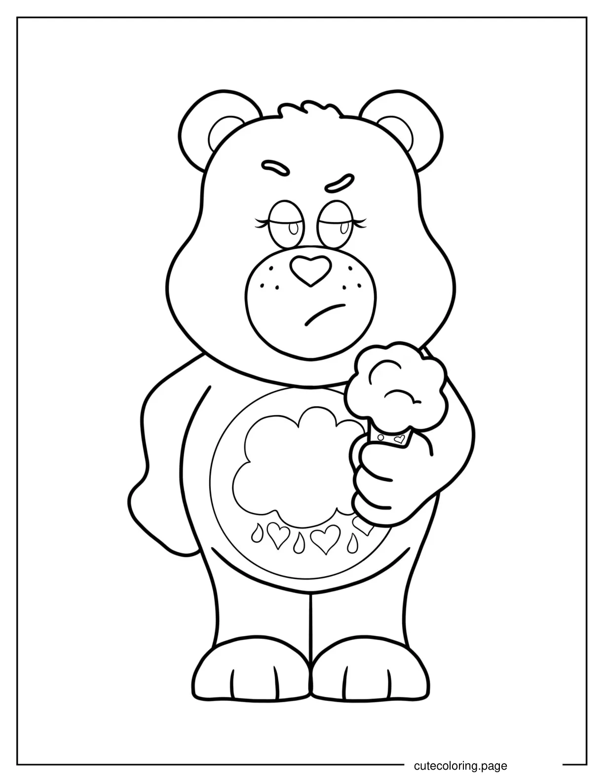 Grumpy Bear Holding Ice Cream Cone Coloring In For Kids coloring page