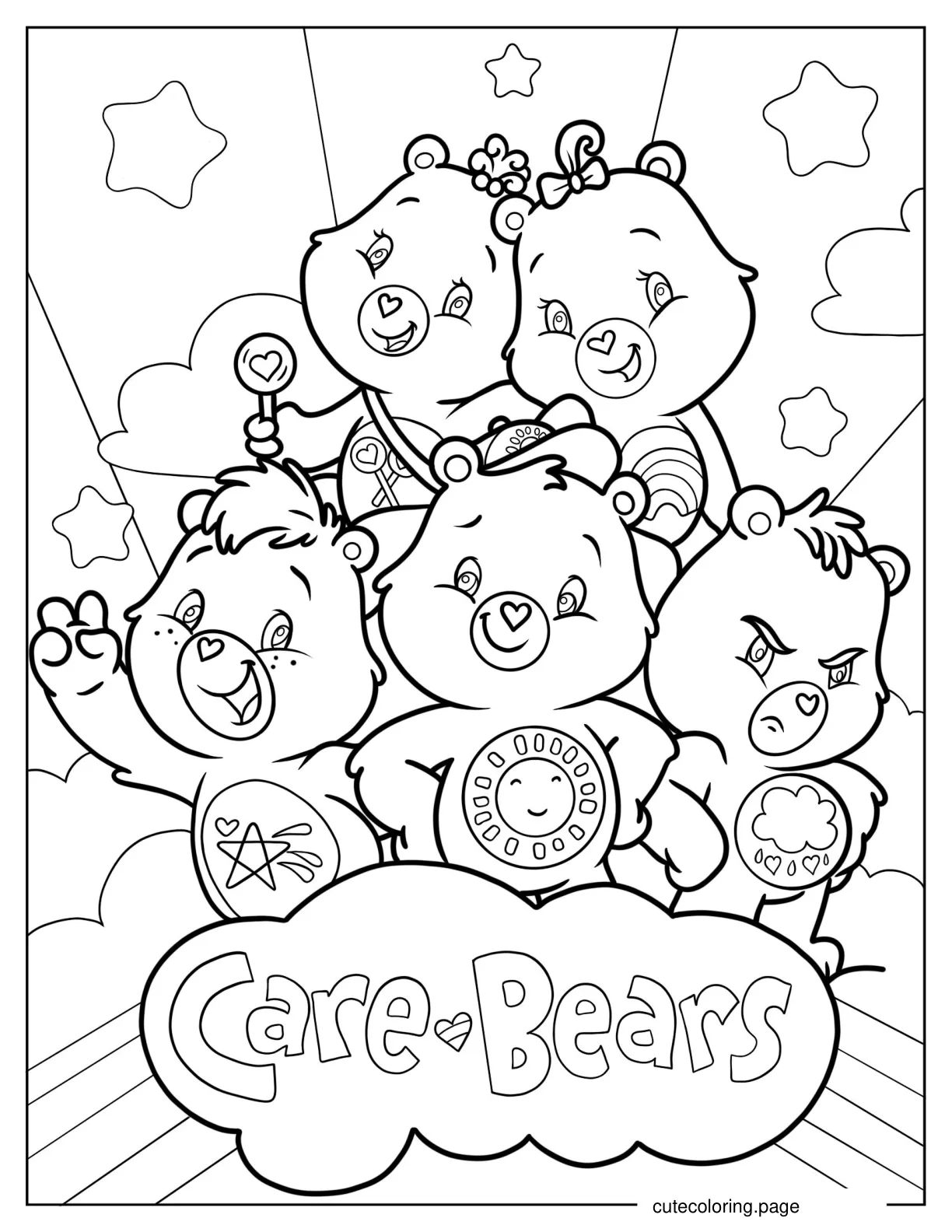 Kawaii Baby Care Bears Coloring In For Kids coloring page