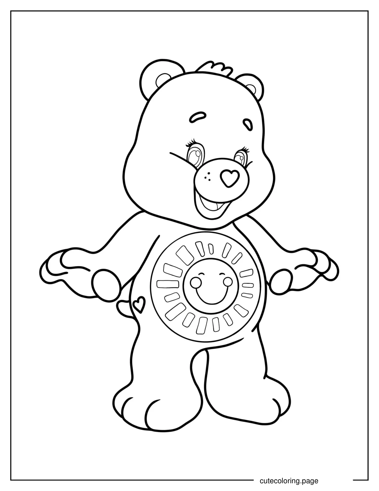 Simple Outline Of Funshine Bear Smiling Coloring Page coloring page