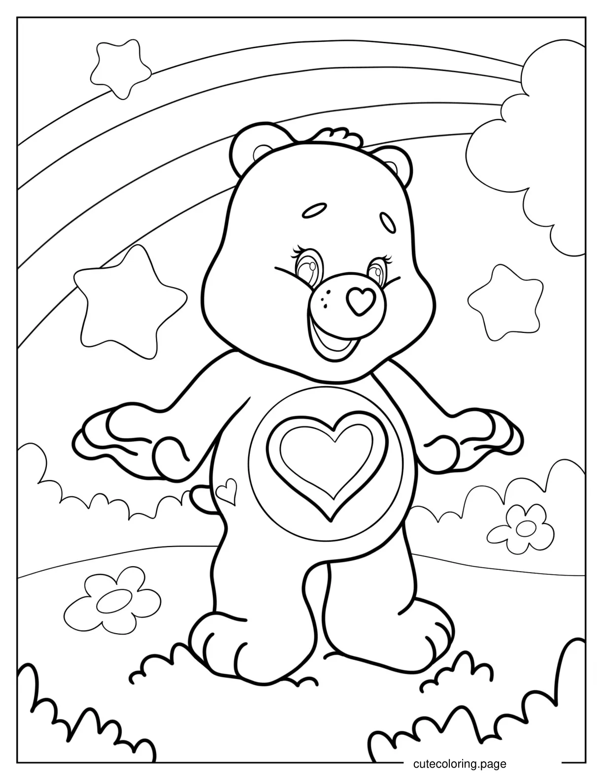 Tenderheart Care Bear Standing In Field coloring page