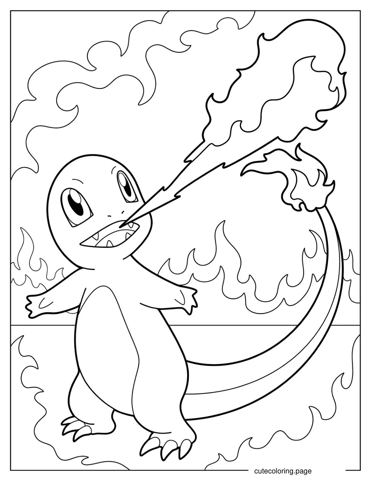 Charmander Breathing Fire Coloring Page coloring page