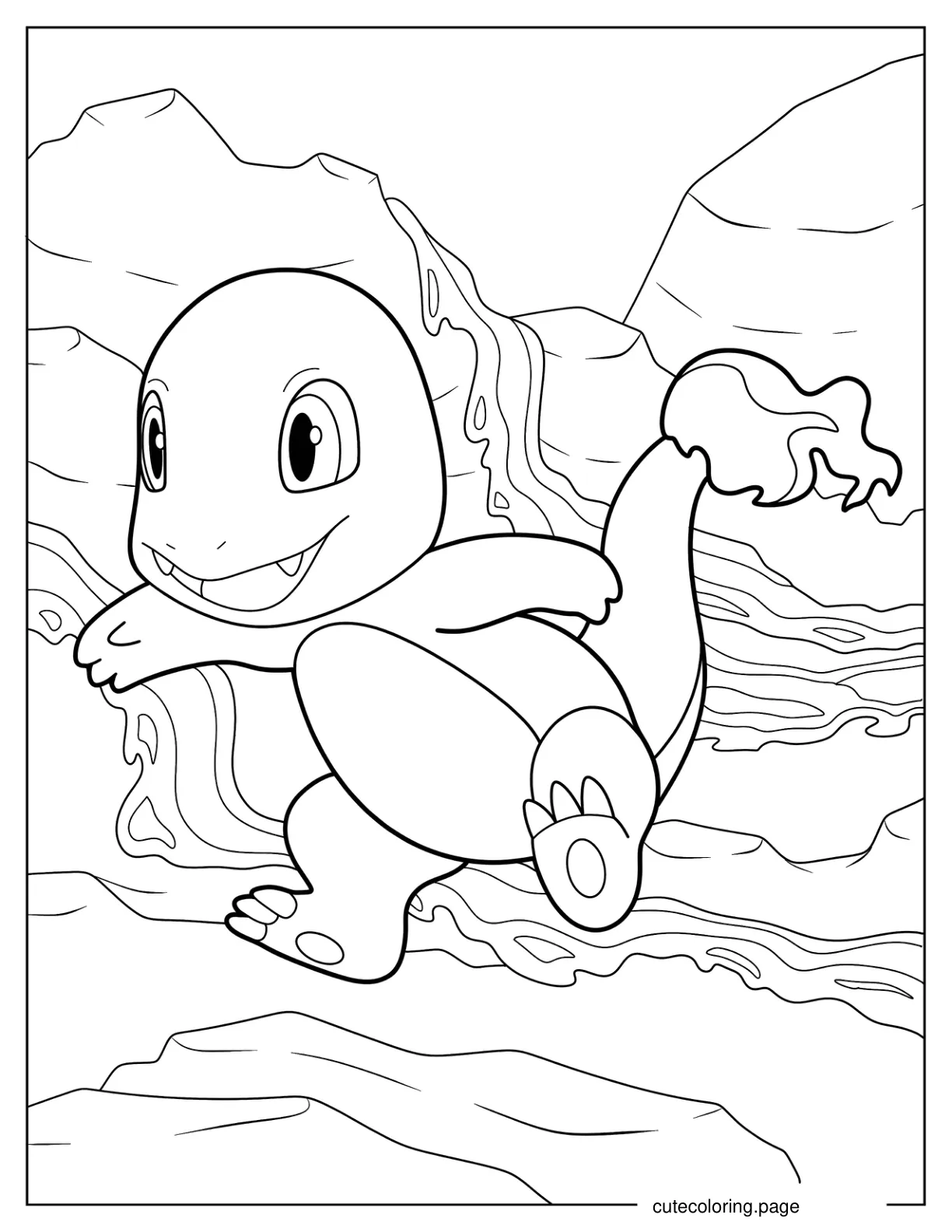 Charmander On Rocks Coloring Page coloring page