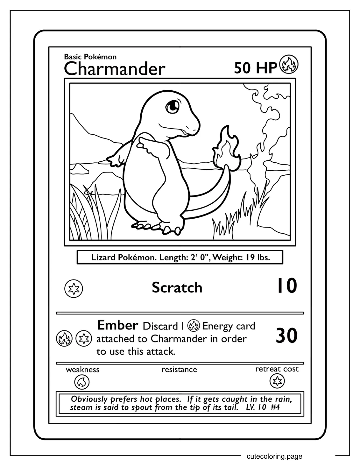 Charmander Pokemon Card coloring page