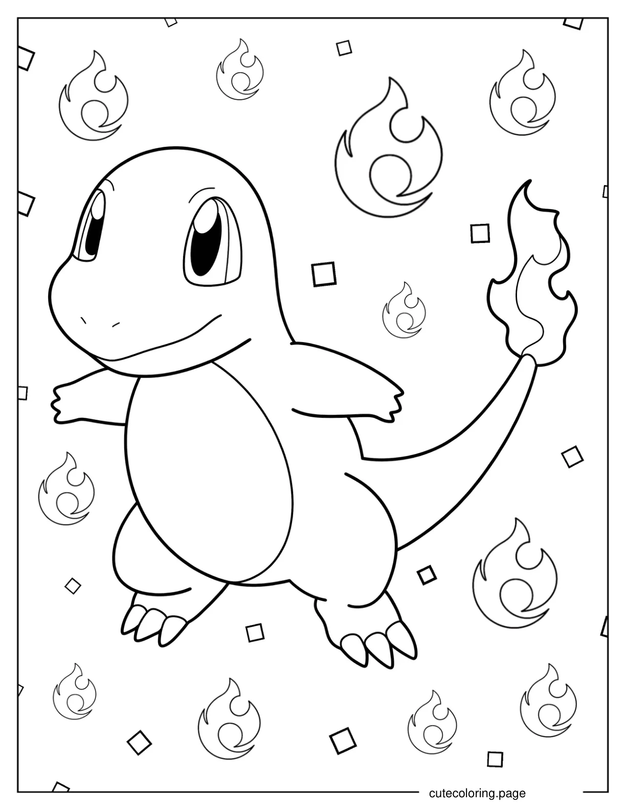 Charmander Smiling Coloring Sheet coloring page