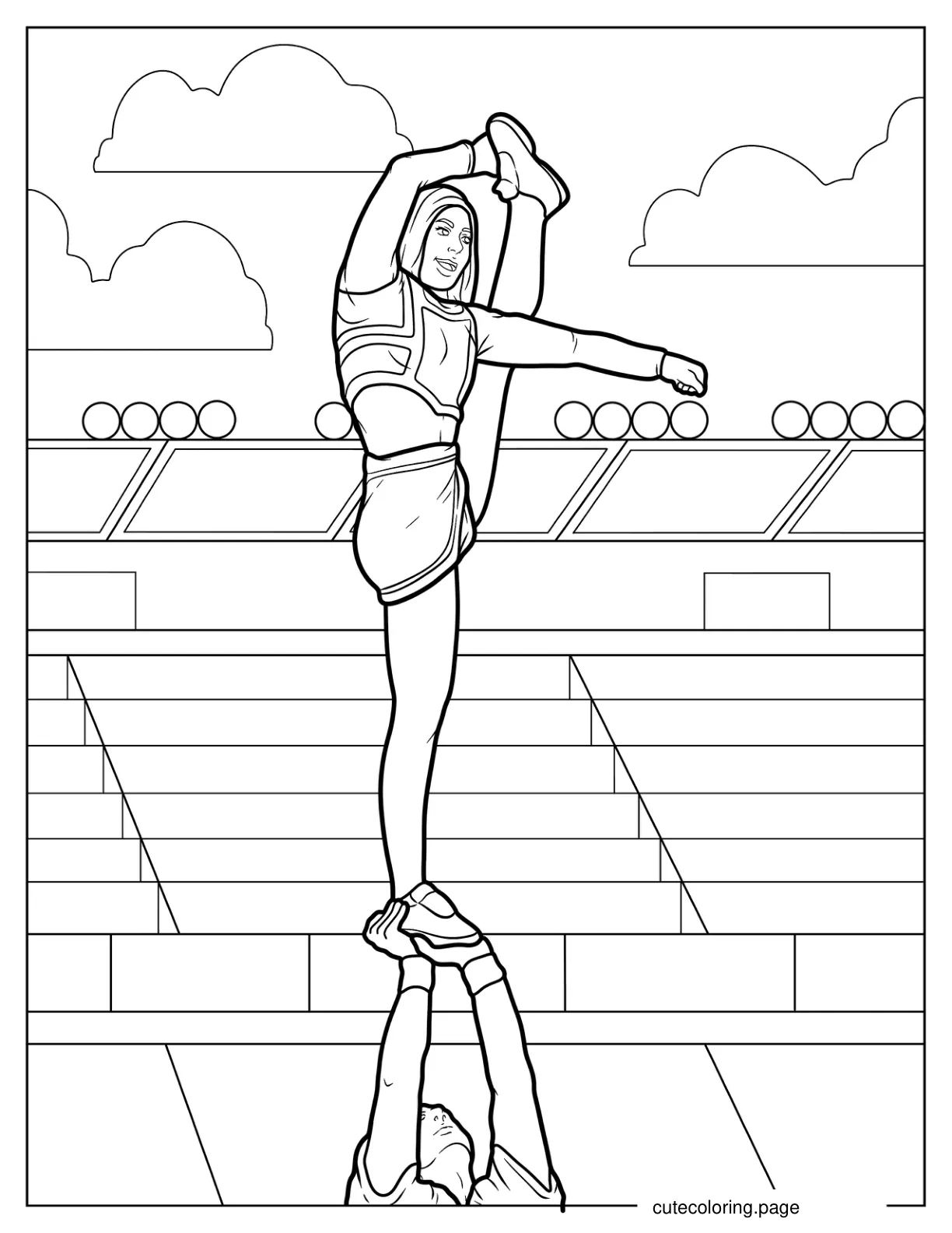 Bow And Arrow Cheerleading Stunt Coloring Page coloring page