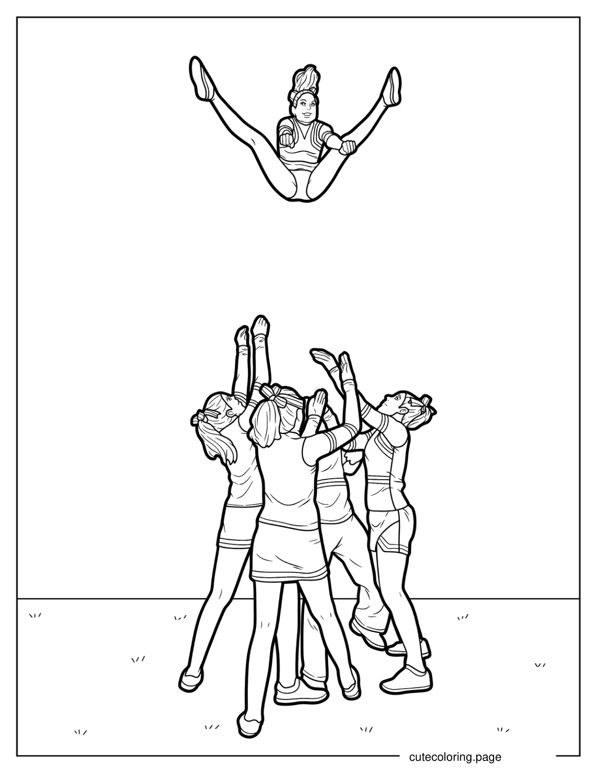 Cheerleading Pike Basket Toss coloring page