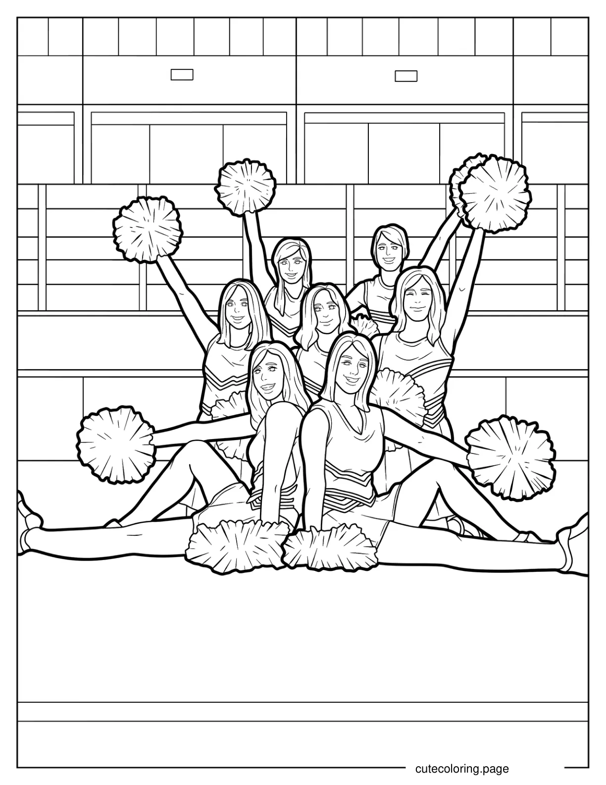 Cheerleading Squad Coloring Sheet coloring page