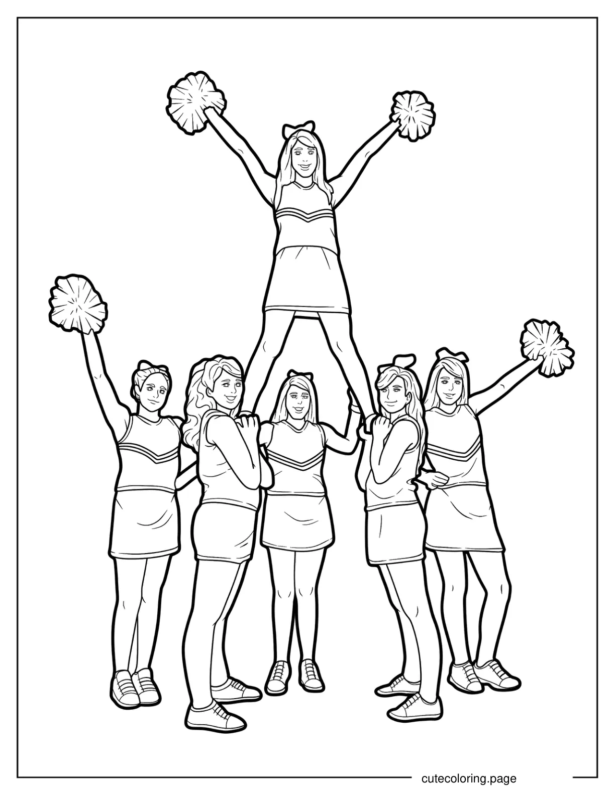 Easy Prep Cheerleading Lift Coloring Sheet coloring page