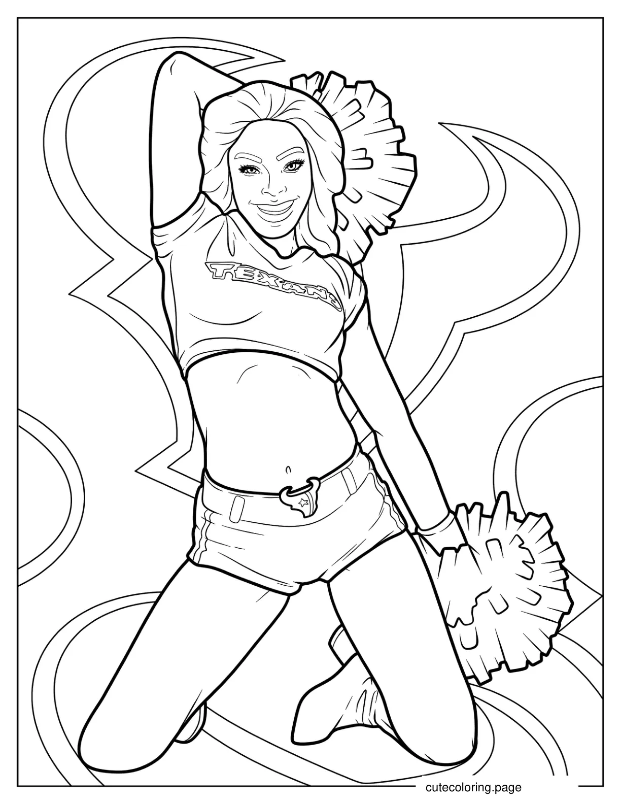 Houston NFL Cheerleader Dancing Coloring Sheet coloring page