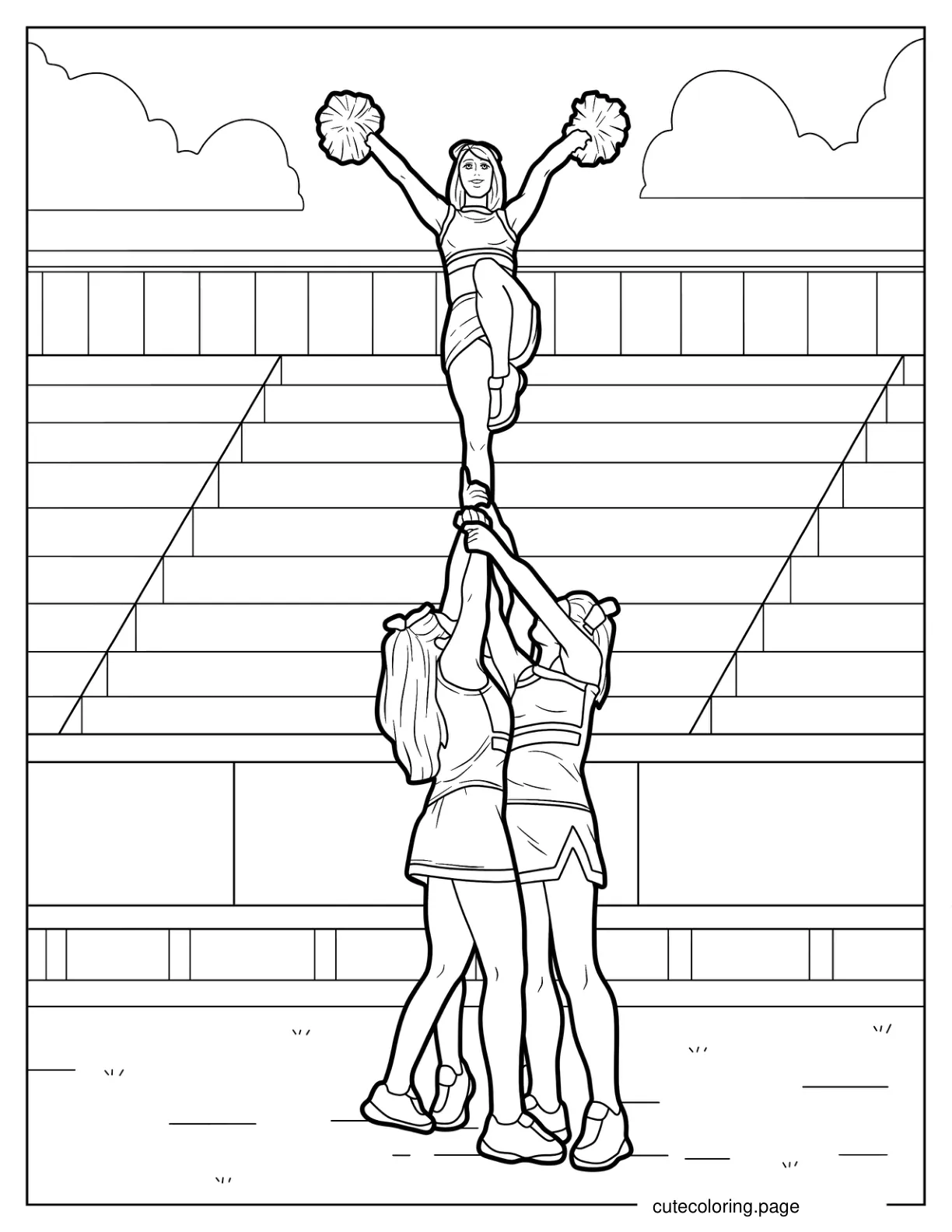 Liberty Torch Lift High School Cheerleaders coloring page