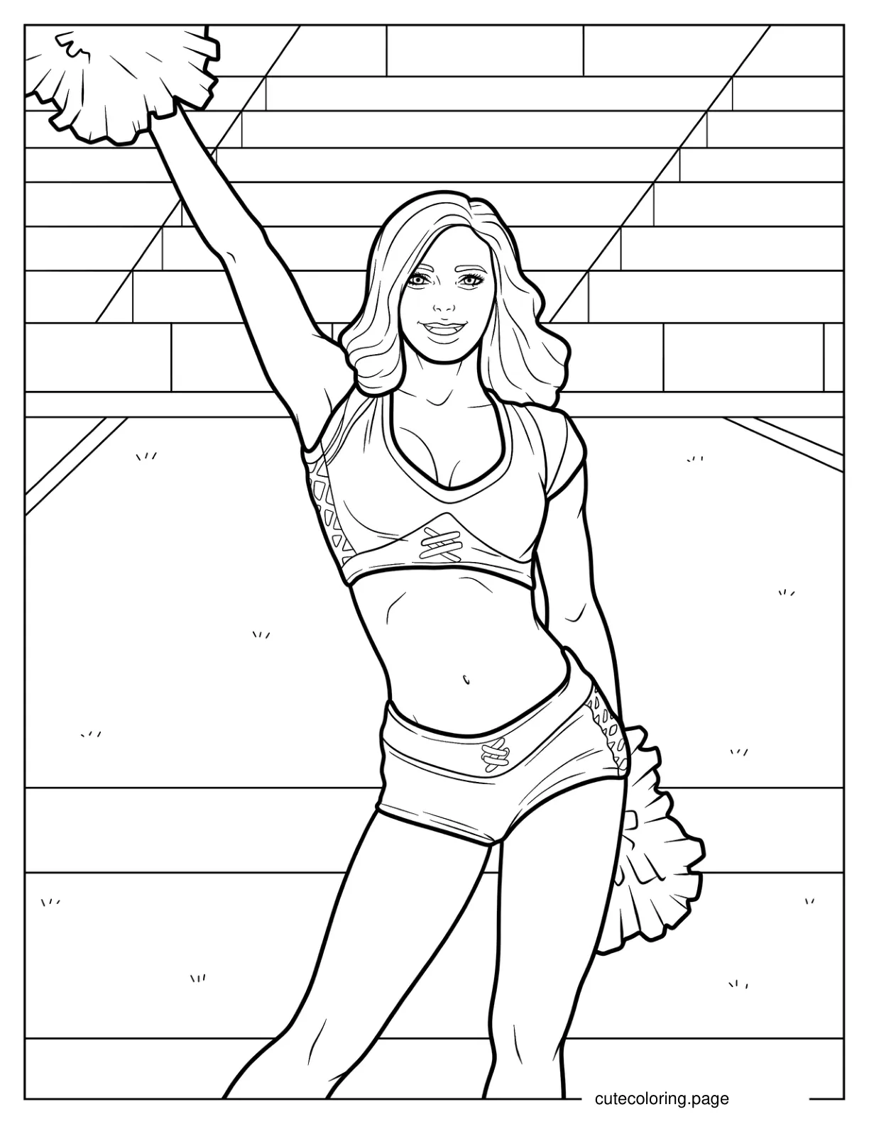 Realistic NFL Chearleader With One Arm Up Coloring Page coloring page