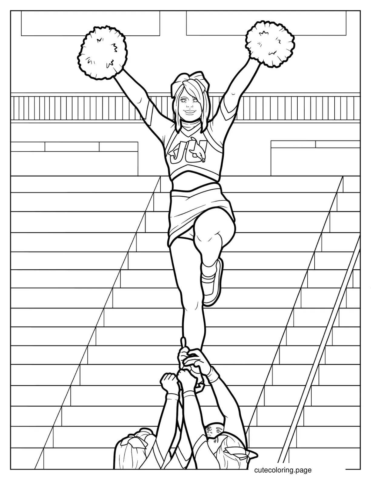 Torch Lift Female Cheerleaders Coloring Sheet coloring page