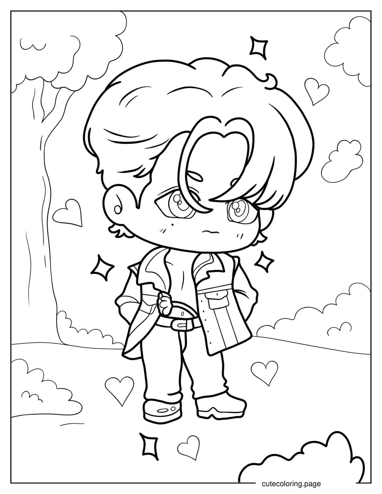 Chibi BTS Kim Taehyung Coloring Page coloring page