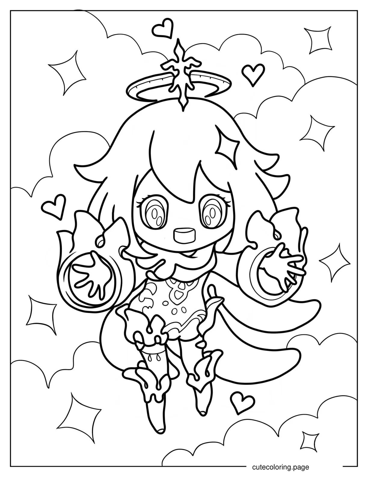 Chibi Paimon Smiling Coloring Sheet coloring page